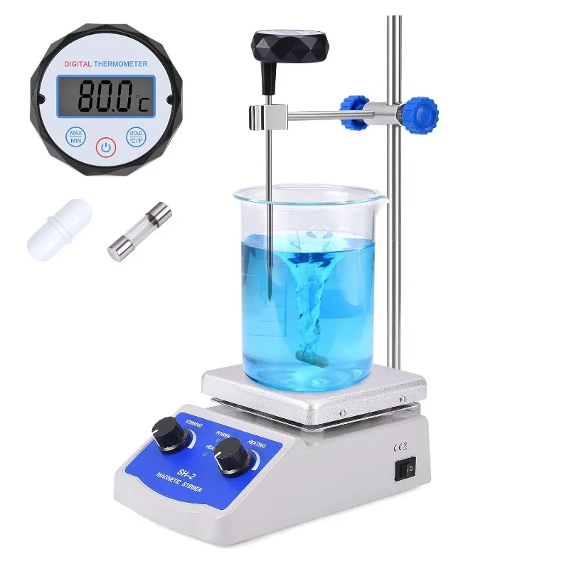 SH-2Lab Magnetic Stirrer Plate for Chemistry  1000ml Capacity 100~2000 RPM Speed Resin Epoxy Stirring Bar Support Stand Included