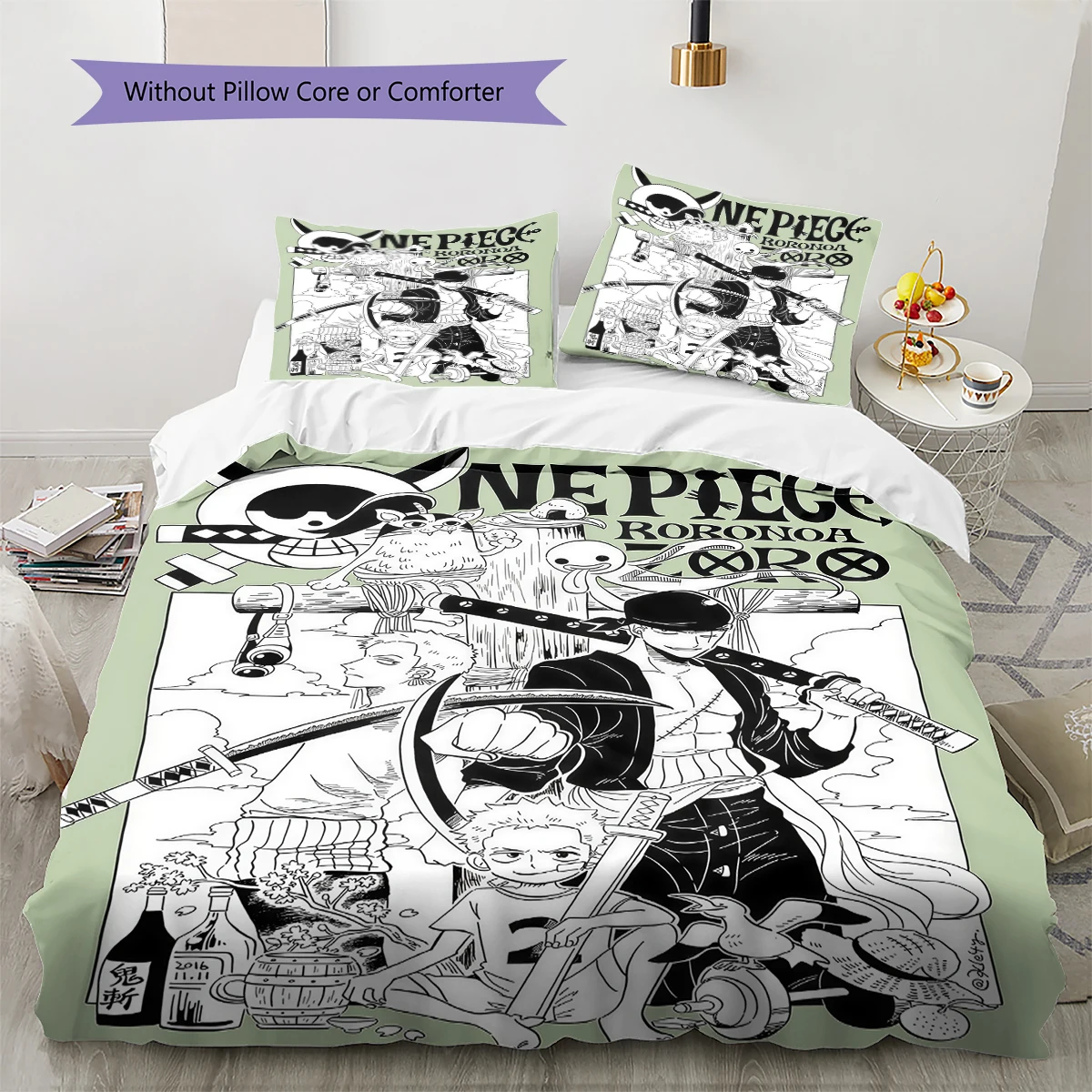 One Piece Roronoa Zoro Soft Cozy Duvet Cover, Children Bedding Set Gift, Extra Large Multiple Sizes -HE104