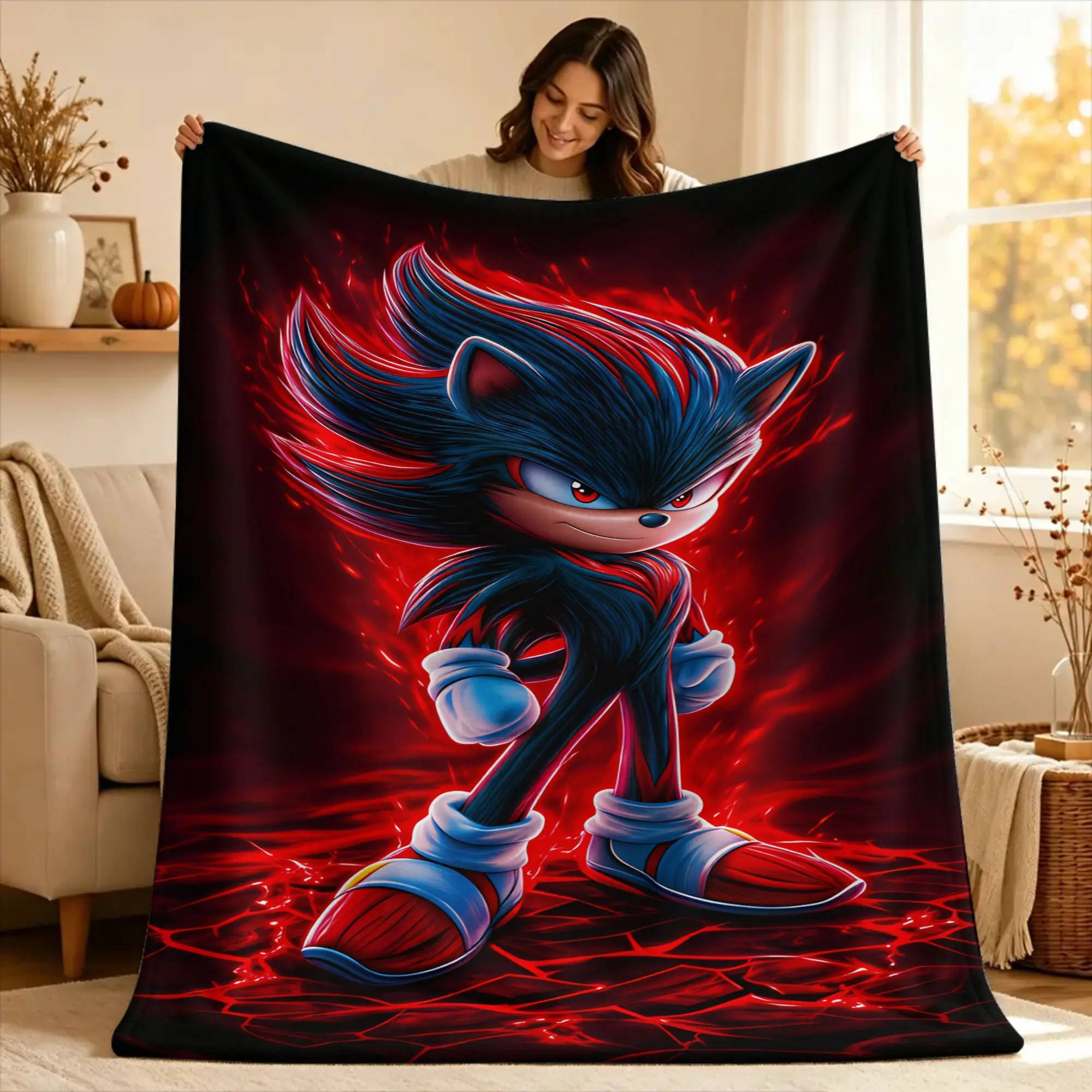 S-sonic The Hedgehog  Blanket Quality Warm Soft  Throw Blanket Winter Airplane Travel Home Decor Novelty Bedspread