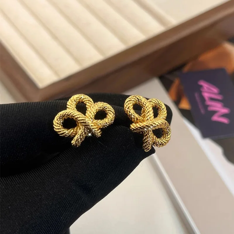 Foxanry Irregular Twist Geometric Stud Earrings For Women Girls Vintage Creative Design Trendy Personality Party Jewelry Gifts