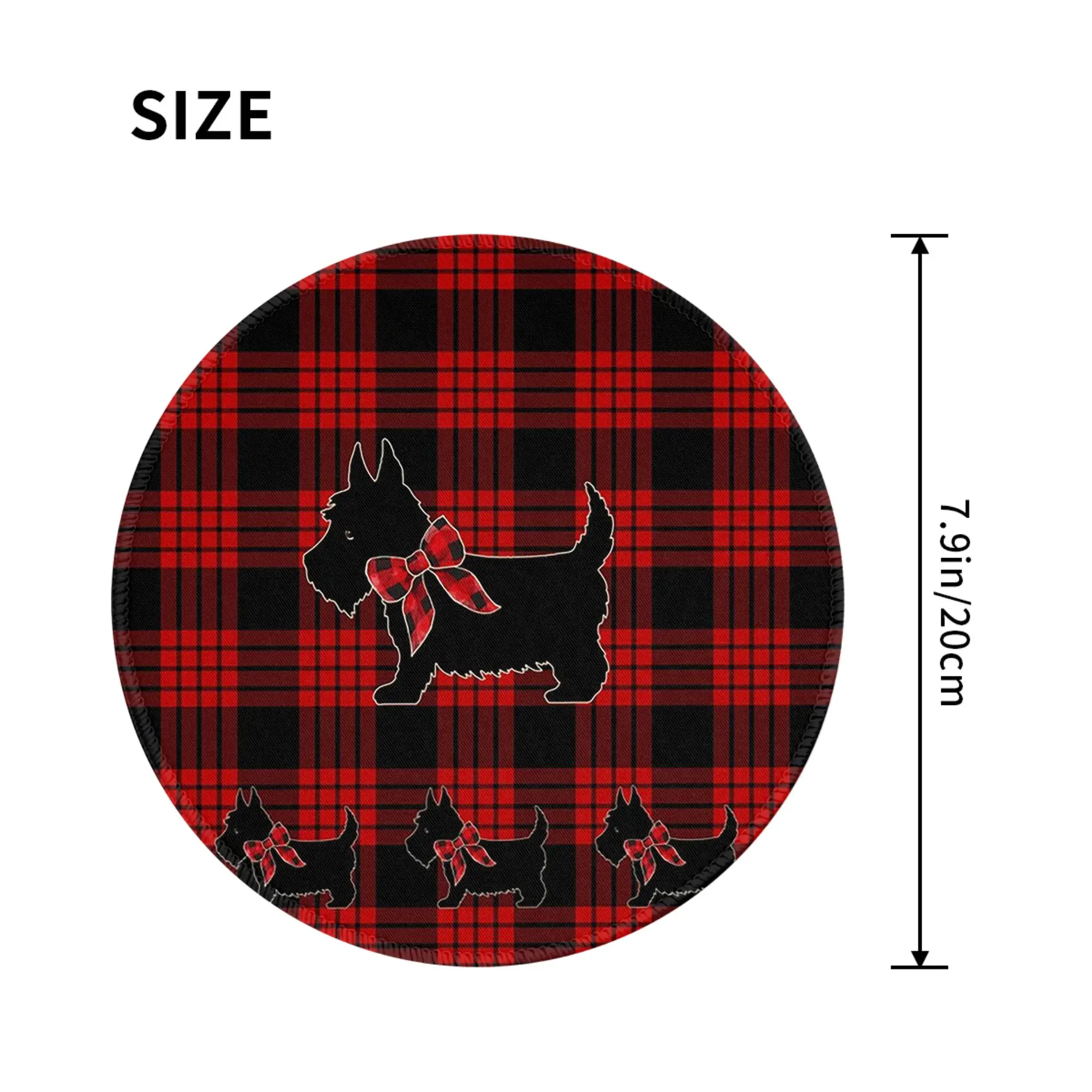 Black Scottie Dog Plaid Tartan Scottish Terrier Mouse Pad Computer Keyboard Mouse Mat Gamer PC Laptop Desk Mat Office Table Mats