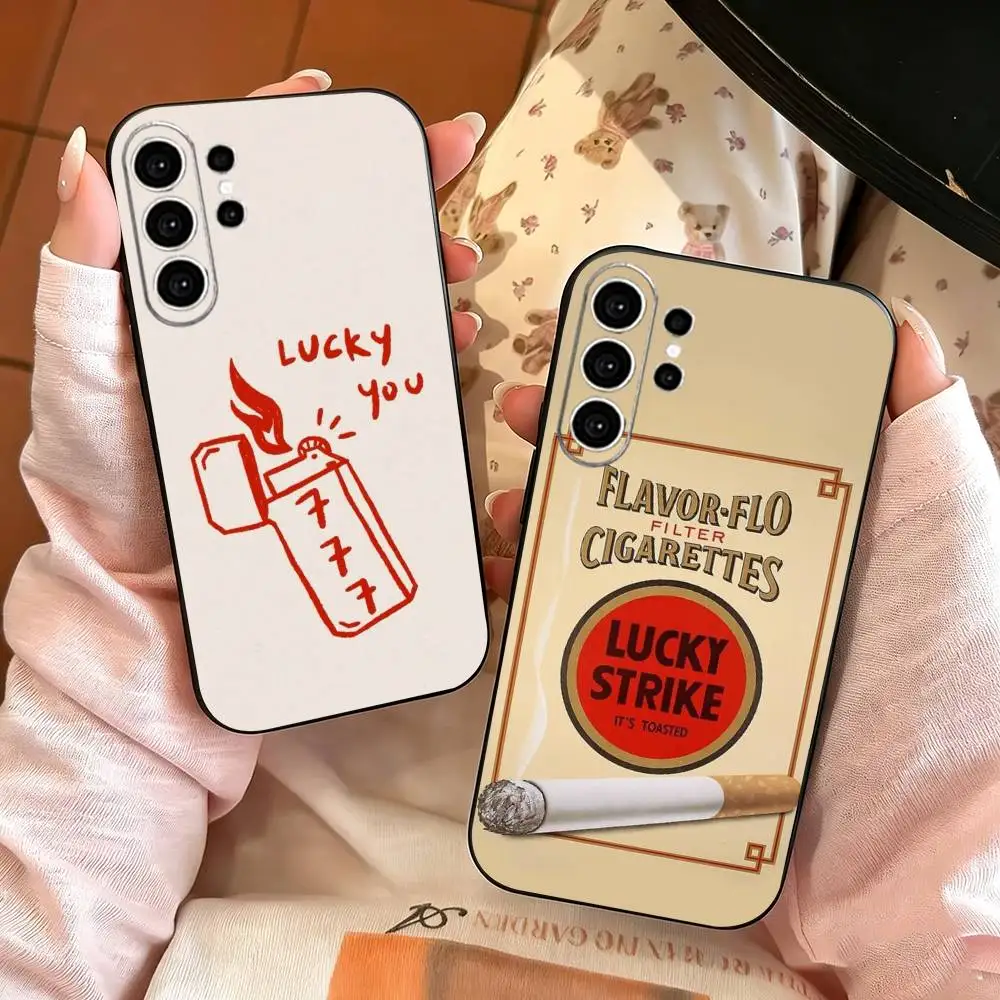 Image of C-Cool L-Lucky Strike Handyhülle für Samsung S25, S24, S21, S22, S23, S30, Ultra, S20, Plus, Fe, Note, 10, 9, 5G Schwarze Abdeckung