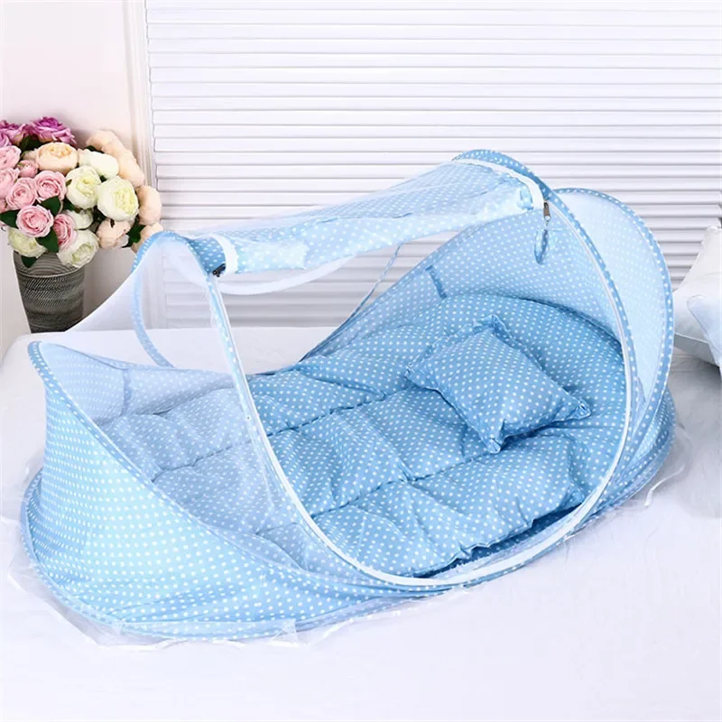 Baby Bedding Crib Netting Folding Baby Mosquito Nets Bed Mattress Pillow Three-piece Suit For 0-3 Years Old Children