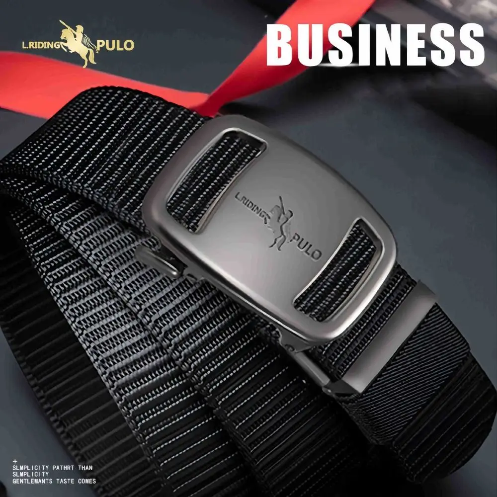 1PC Men Business Luxury Brand Quality Canvas Belt Black Automatic Buckle Belt Casual Simple Wild Style Trendy Jeans Belt