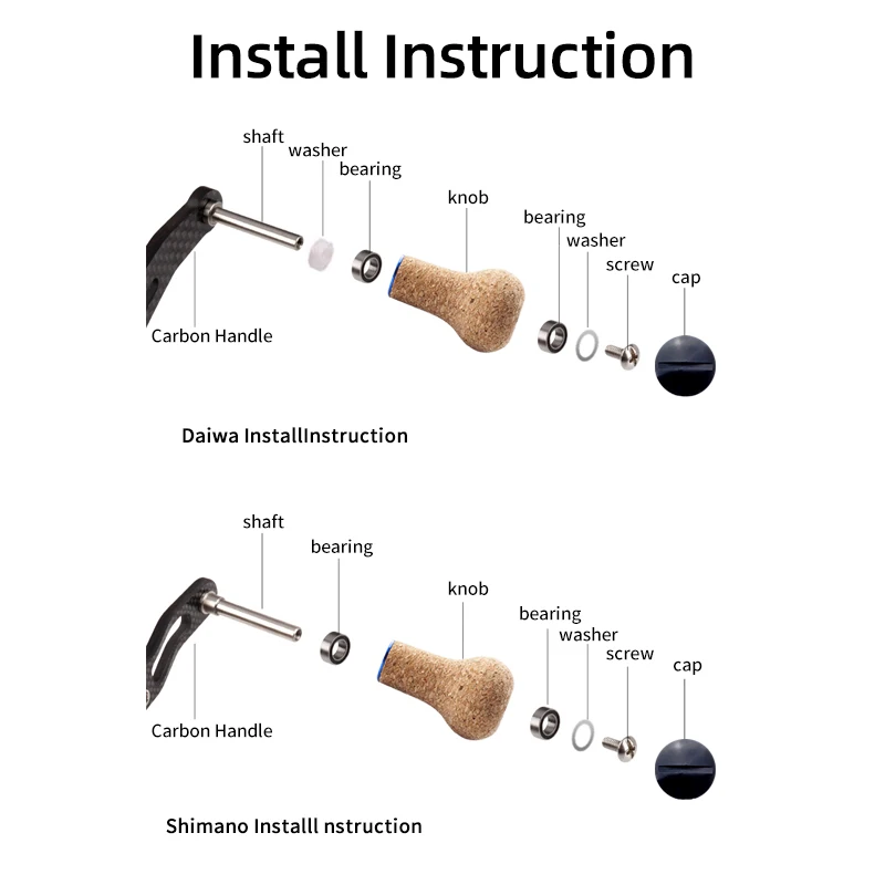 Umi 1pc Fishing Reel Handle Knob DIY Handle Accessories Rubber Cork Include 2pc Bearing Modified Grip Pill Daiw And Shima Rocker