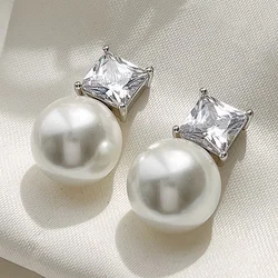 CAOSHI Temperament Imitation Pearl Earrings for Women Single Princess Cubic Zirconia Exquisite Accessories Lady's Jewelry Gifts