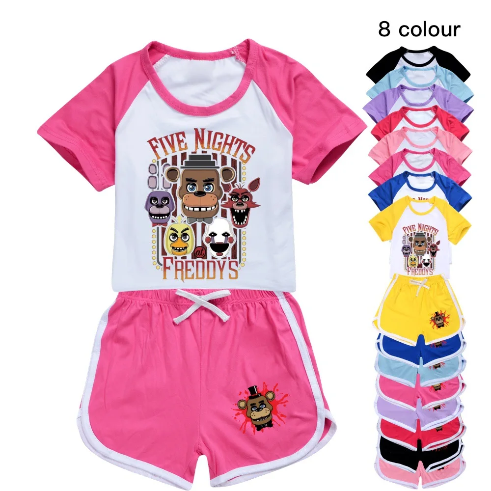 

Fashion Cotton Clothes Kid Five Night at Freddy Fnaf T-shirt Set Children Cartoon Printed Tee Shirts T Shirt for Boys Girls Tops