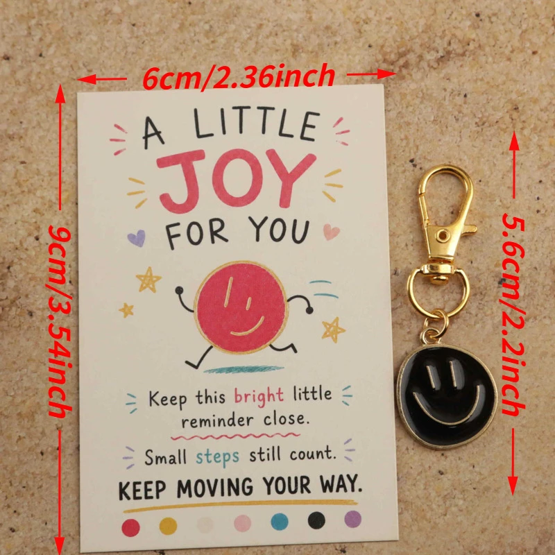 14pcs 2dPositive Smiley Face Series Keychain Set Comes with an incentive card Universal holiday gifts Halloween Christmas Thanks