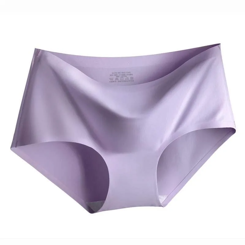 Silky Summer Underwear Set Women's Mid-Waist Seamless  Color  Panties 4 Colors 4 Pieces Sexy Comfortable Briefs