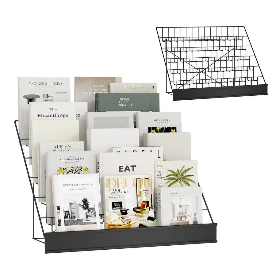 

30 Wide Metal Magazine Holders,Wire Countertop Rack with Sign Channel,Retail Book Brochure Magazine Display Stand Literature Gr