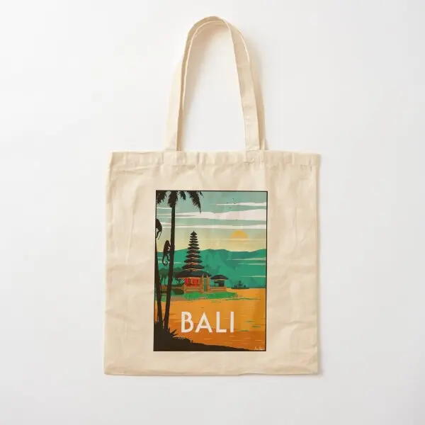 Bali Vintage Travel And Tourism Advert  Canvas Bag Casual Designer Reusable Fashion Travel Tote Foldable Ladies Women Fabric