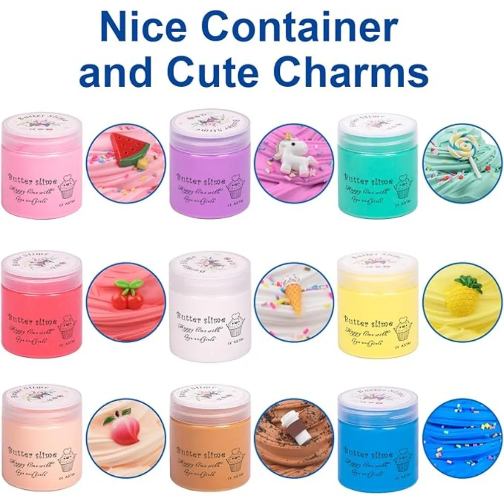 12pcs Butter Slime Putty Set with Elasticity and Softness for Adults to Relieve Stress and Anxiety, DIY Toys