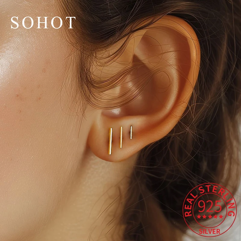 

1 Pcs Real 925 Sterling Silver Minimalist Flower Bean Mini Stud Earrings for Women OL Geometric Fine Jewelry Plant Accessories