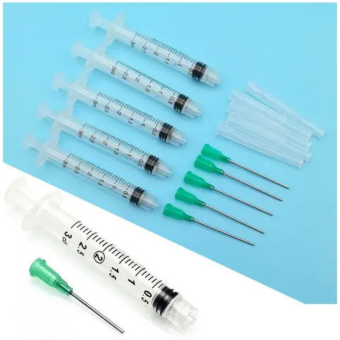 5Pack New 3ML Dispensing Syringe With 18Ga 1.5" Blunt Tip Needle Stainless Steel Dispense Needles For Mixing Liquid