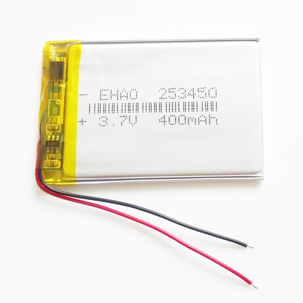 EHAO 253450 3.7V 400mAh Ultra Thin Lithium Polymer LiPo Rechargeable Battery cells For Mp3 GPS smart watch speaker