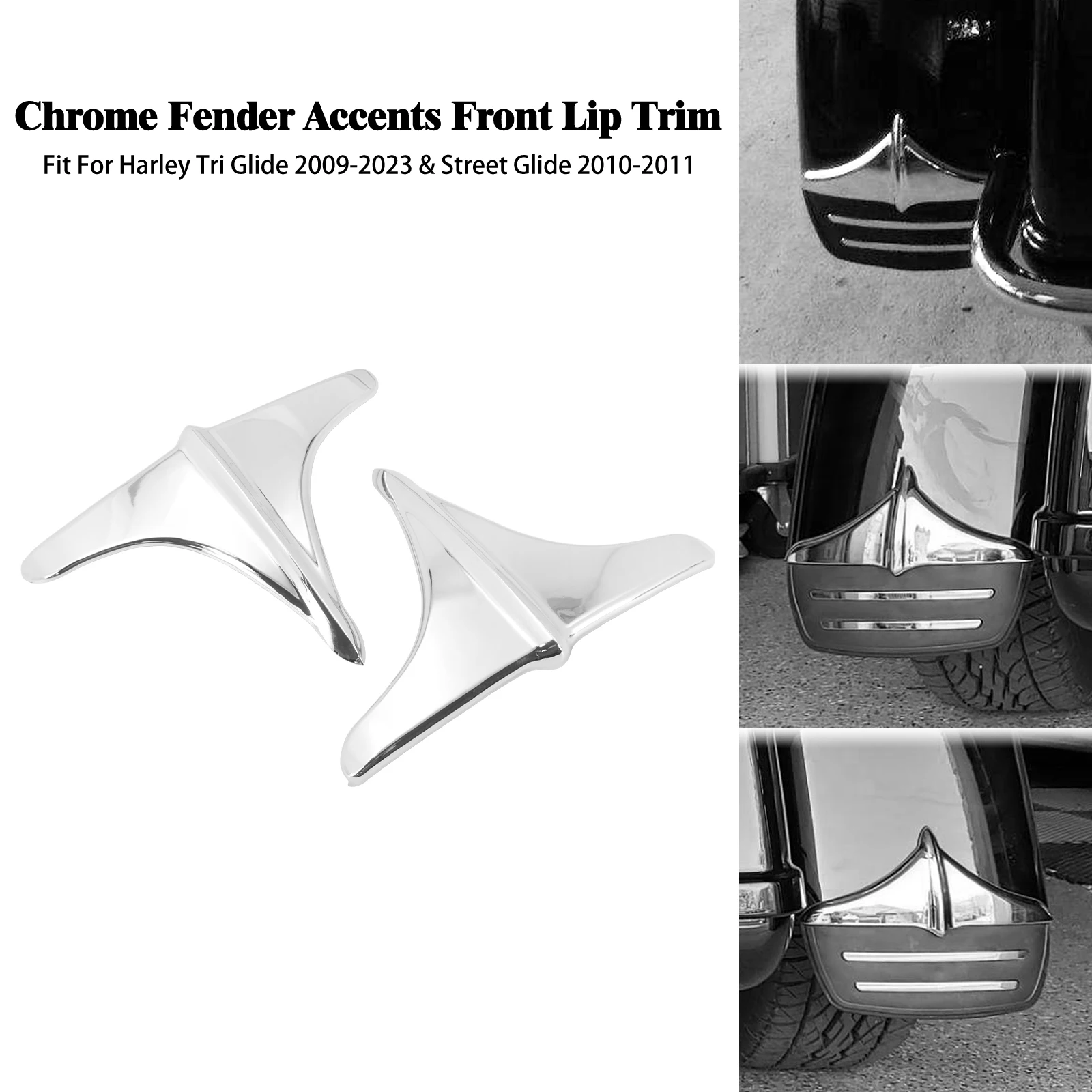 Motorcycle Rear Fender Accents Front Lip Trim For Harley Touring FLHTCUTG 2009-2017 Street Glide Trikes ABS Pastic Chrome