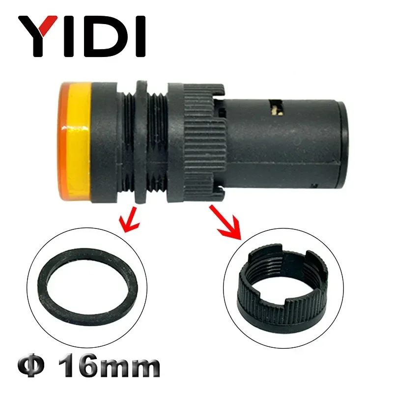 Imagem -06 - Yidi Ad1616 16 mm Plástico Led Power Indicator Light Painel de Montagem 12v dc 220v ac Vermelho Verde Azul Amarelo Luzes da Lâmpada de Sinal Piloto