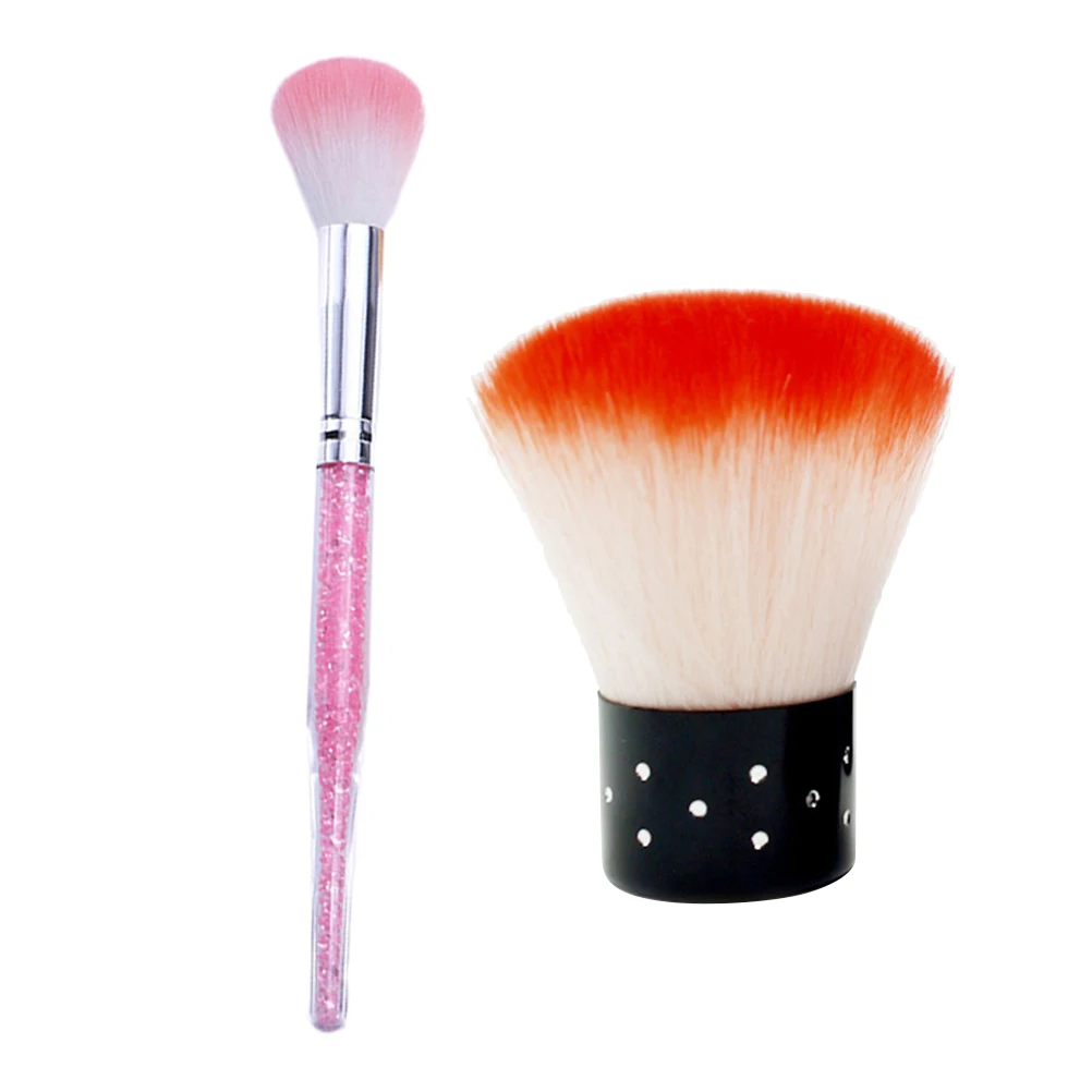 

2pcs Dust Brush Set Professional Makeup Brushes Bristles Plastic Handle Portable for Daily Salon Use