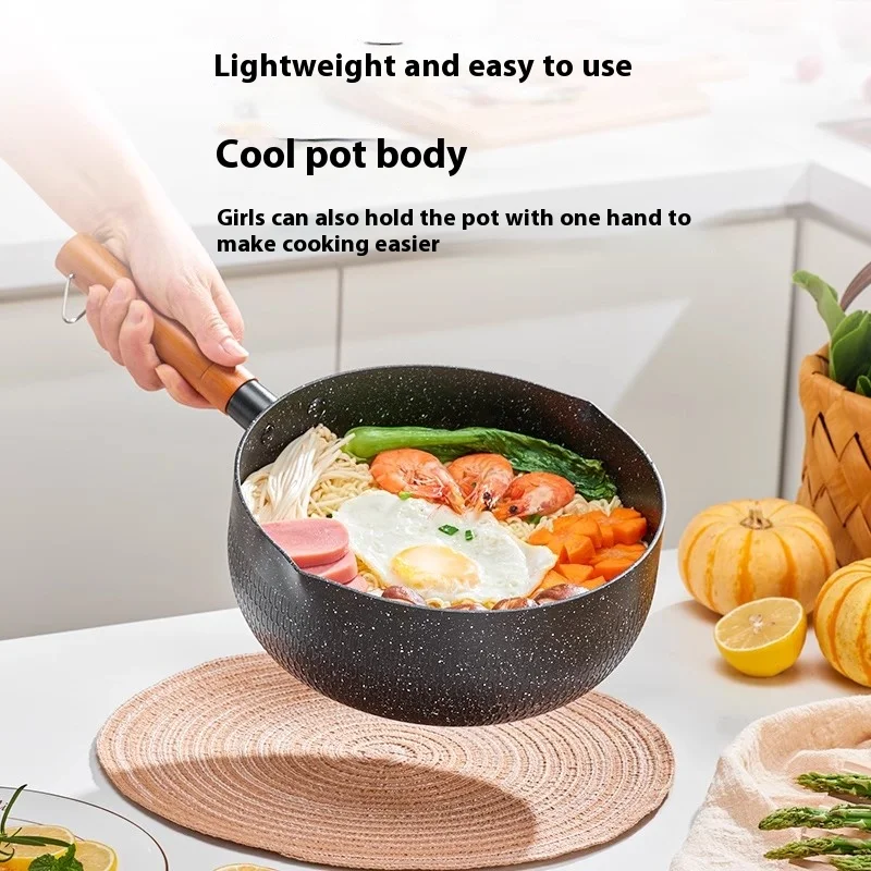 Gianxi Xue Flat Pot Baby Food Pot Frying And Boiling Integrated Small Milk Pot Instant Noodles Soup Pot Household Non Stick Pot