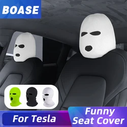 Divertente copertura del poggiatesta per auto per Tesla Model 3/Y/S/X decorazione del sedile berretto invernale Halloween Styling passamontagna 3 fori maschera decalcomanie