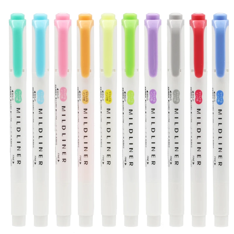 Japan ZEBRA WKT7 New Mildliner Double Tip Highlighter Marker Pen School Office Supply Graffiti Kawaii Stationery 1pcs