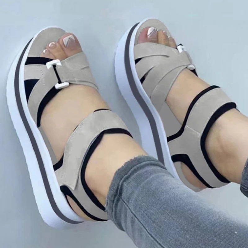 Women Sandals Soft Bottom Heels Sandals For Summer Shoes Women Low Platform Sandals Elegant Woman Heeled Shoes Wedges Heel