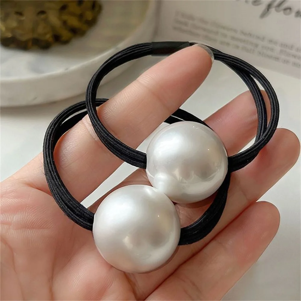 Simple Big Pearl Hair Rope Rubber Band Girl Hair Heart Hair Head Rope Hair Accessories Women Headdress