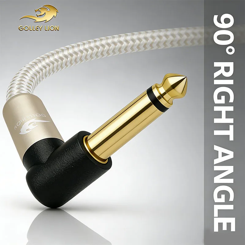 

Кабель GOLLEY LION для гитары, электрических инструментов, бас-гитары, усилителя, электромандолины, профессиональный аудиокабель (уголковый-прямой, золотой)