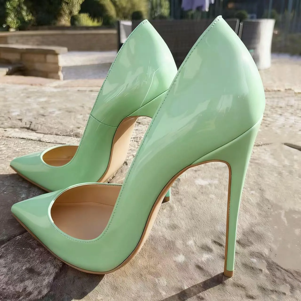 Italian Elegant White Patent Leather Stiletto Heels Women Sexy Pointed Toe 12cm High Heels Spring Summer Cozy Lady Dress Pumps
