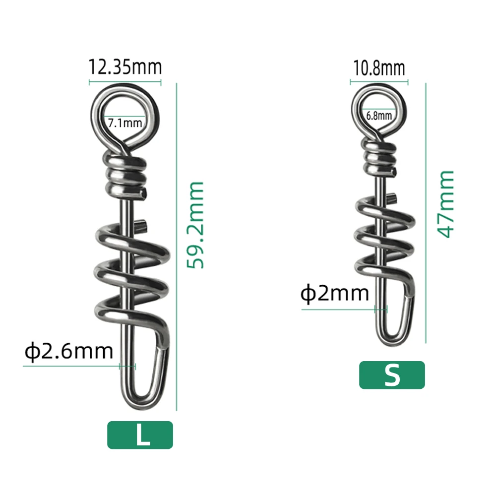 DNDYUJU 10pcs Stainless Steel Fishing Lure Pin Thread Shaped Buckle Snap Hook Lure Connector for Sea Fishing Accessories