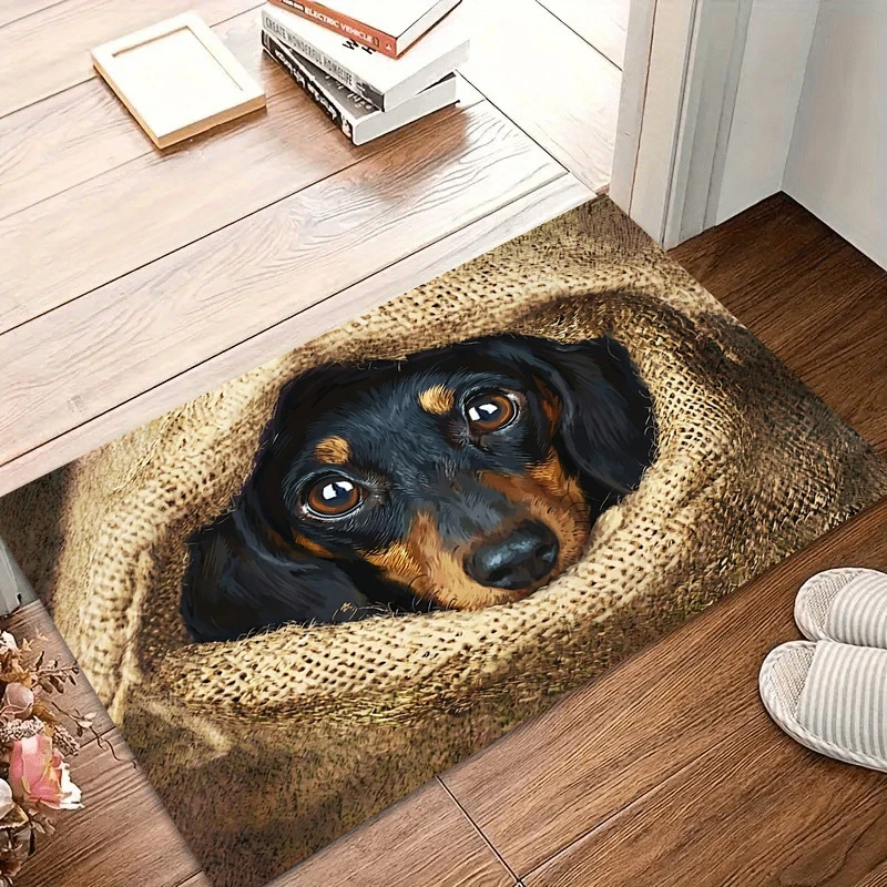 Cute Dachshund Dog Doormat Puppy Burlap Sack Floor Mat Living Room Bedroom Entrance Welcome Pet Decor Rug