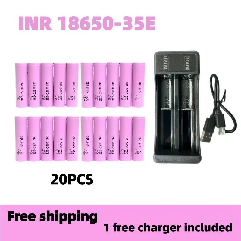 Free Shipping 100% Original for 18650 3500mAh 25A Discharge INR18650 35E 3500mAh Li-ion 3.7v Rechargable Battery 18650 Battery