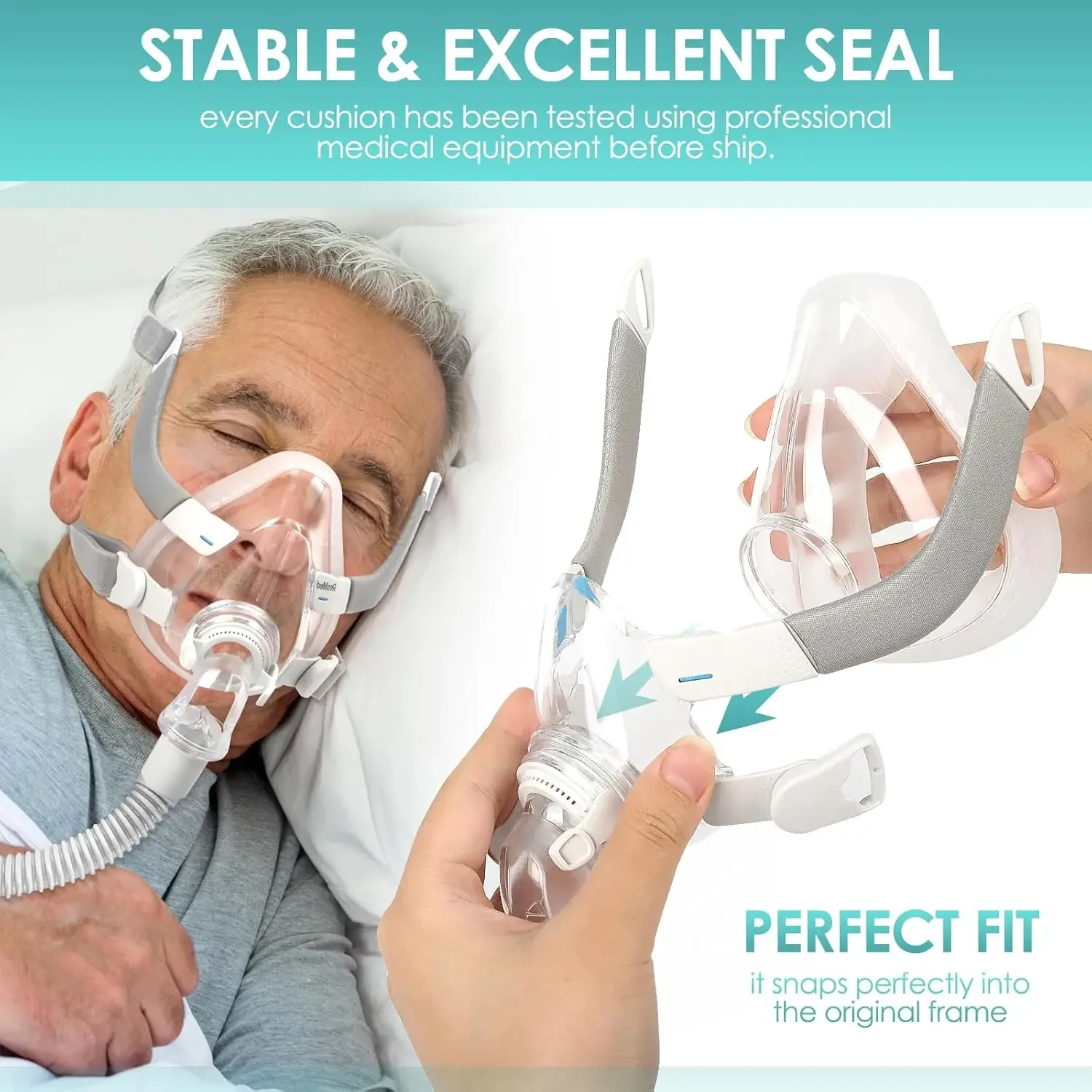 

ResMed AirFit F20 Full Face CPAP Mask with Silicone Gasket Comfortable Tight Fit Durable for Better Sleep Therapy