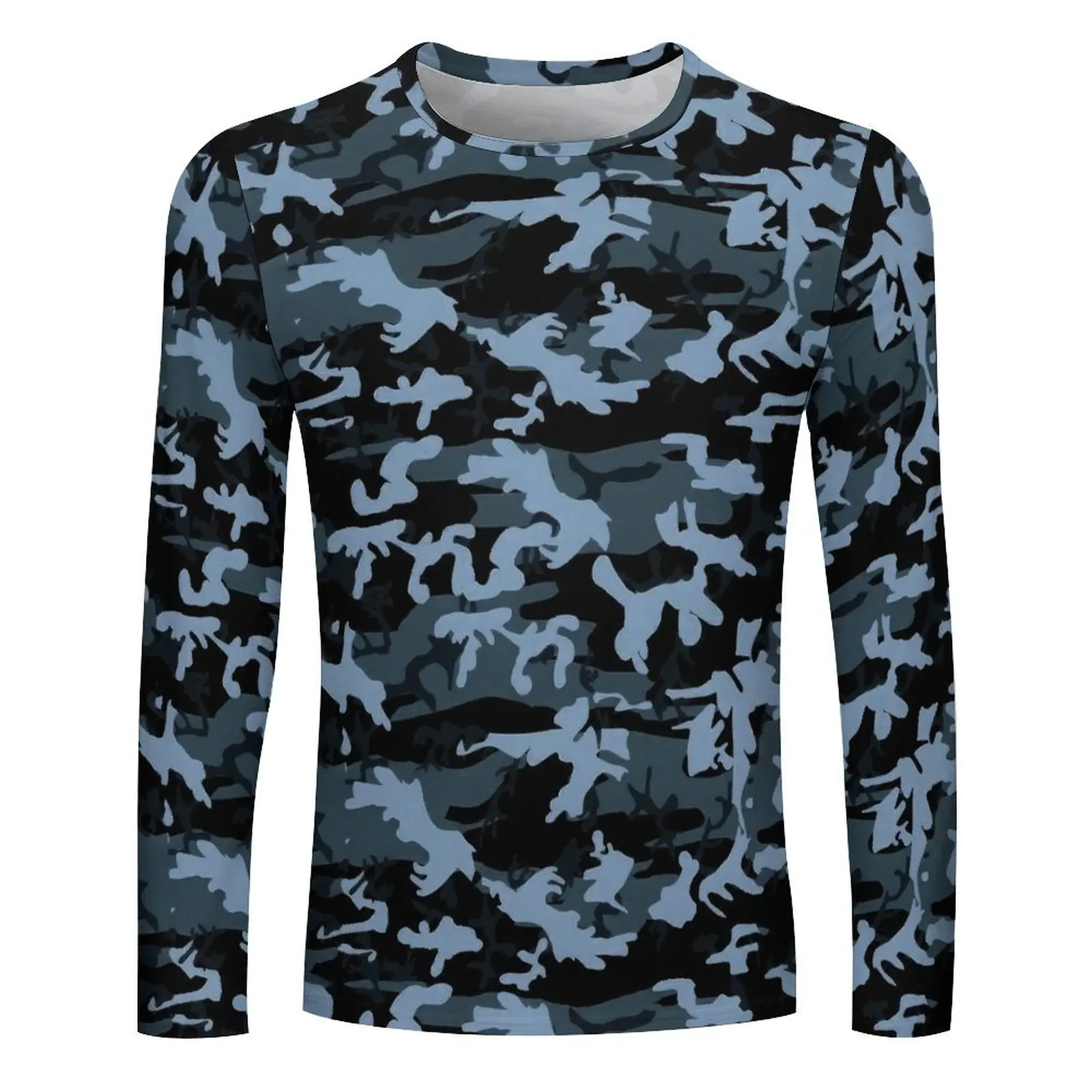 Autumn Men's/Women's Hoodie Loose Long Sleeve Casual Color Contrast Irregular Camouflage Striped Printed Round Neck T-Shirt