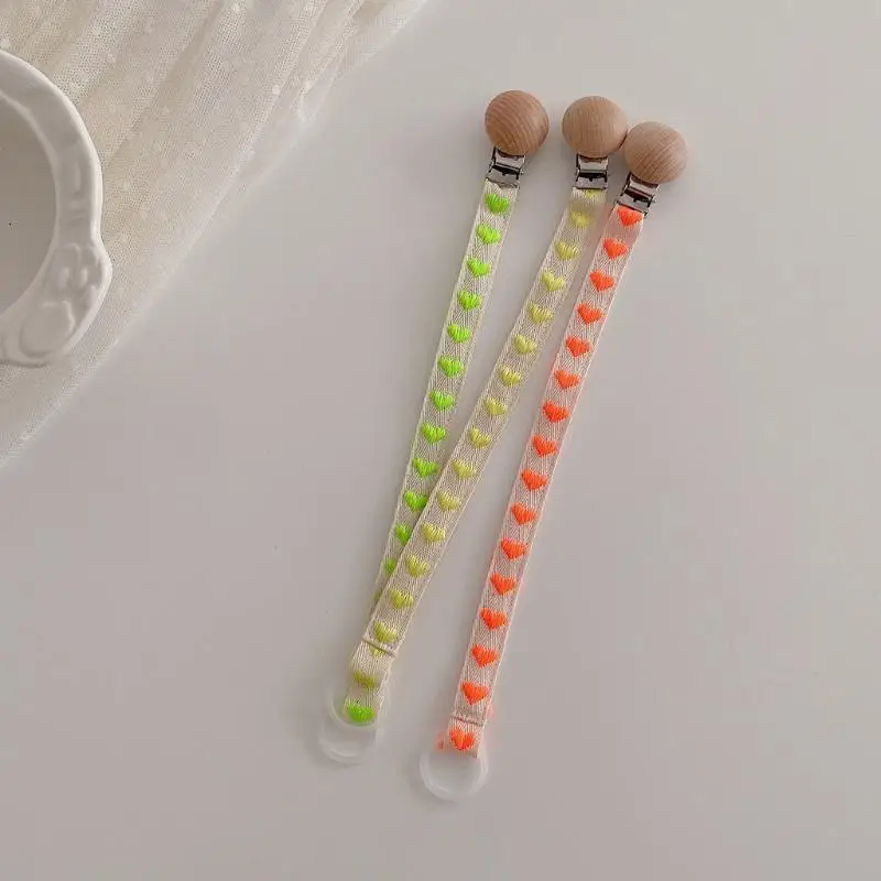 مصاصة الوليد سلسلة اليدوية الفلورسنت القلب حزام الحلمة حامل كليب L8RB #5