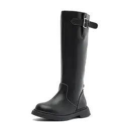 Bottes de neige longues pour filles, bottes à hauteur du genou pour enfants, caoutchouc suédé, bottes à plateforme souple, grande fille, mode automne et hiver, nouveau