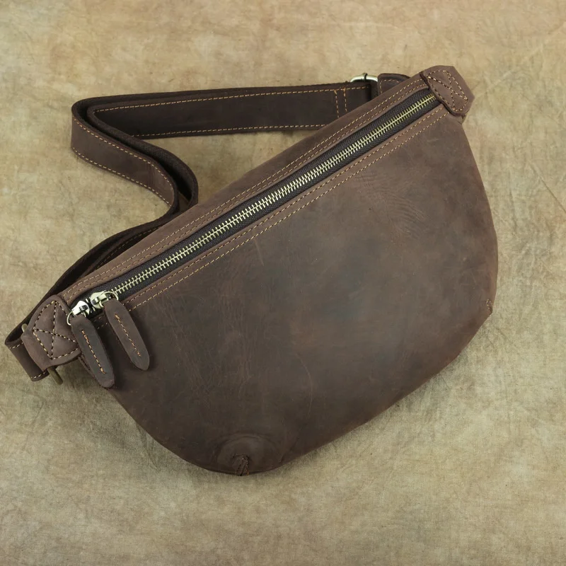 Marsupio Unisex in pelle di cavallo pazzo marsupio da uomo marsupio Vintage da donna borsa a tracolla Messenger genuina