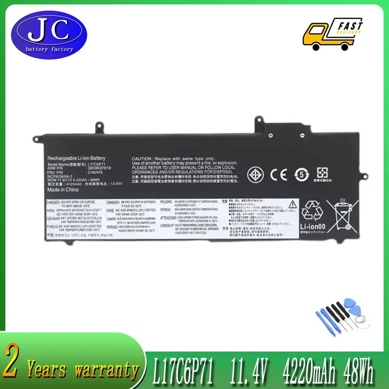 

JCLJF L17L6P71 L17M6P71 L17C6P71 Battery For Lenovo ThinkPad X280 Series 01AV470 01AV471 01AV472 SB10K97617 11.4V 48WH