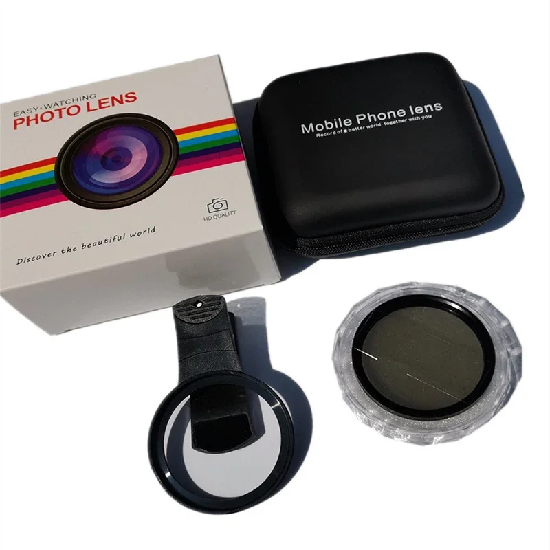 Universal 52mm Circular Polarizer Camera Lens CPL No Reflections Filter with Phone Clip for iPhone Samsung Huawei Smartphone