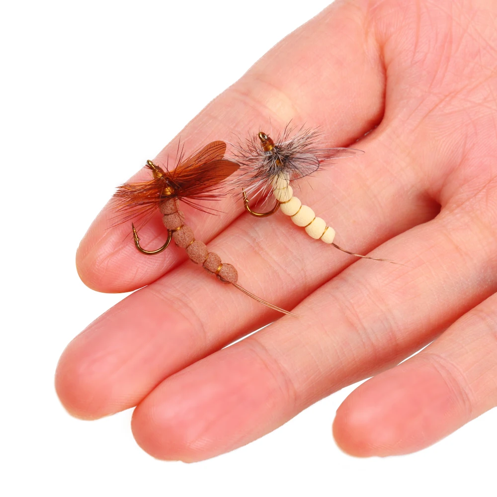 Vampfly Mayfly Grizzly Saddle Hackle Mayfly Wing Foam Body Floating Dry Fly Rocky River Trout Bass Fishing Lure Baits Size 12#