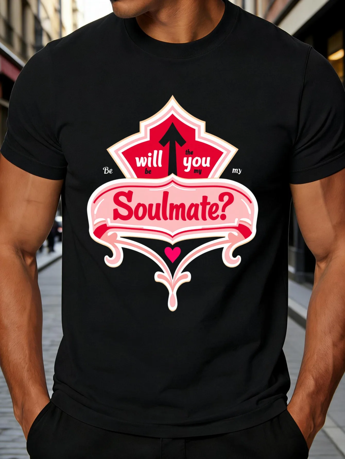 Romantic Retro-Style Men's T-Shirt, Could It Be My Soulmate? Text and Heart Design, Perfect Gift for Valentine's Day and Special Occasions, for Your Lover and Romantic Partner