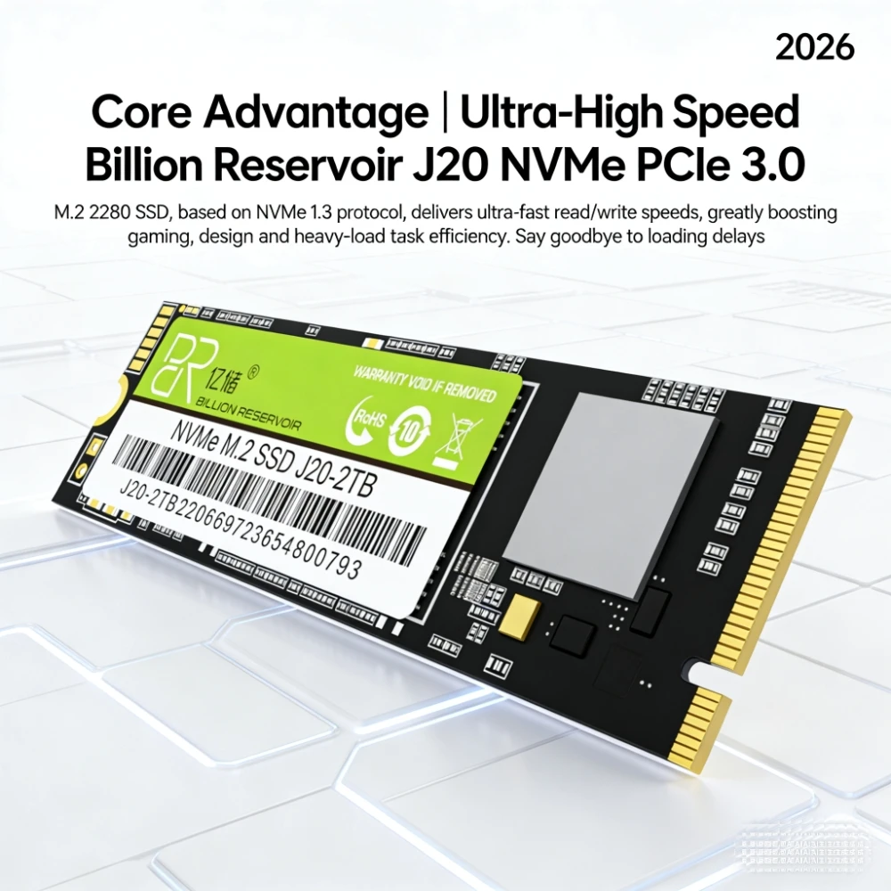 Billion Reservoir J20 PCIe 3.0 NVMe M.2 SSD 2280 High Performance Internal SSD 128GB-1TB for Laptop Desktop and Gaming Computer