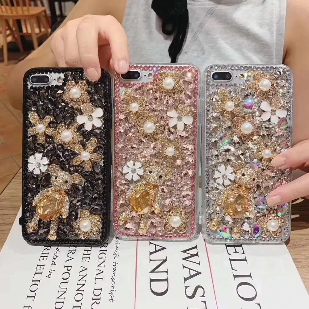 

Bling Lovely Bear Phone Case, Crystal Diamonds, Rhinestone Stones, Cover for Samsung S23Ultra, S22, S21, S20, S24, Note20