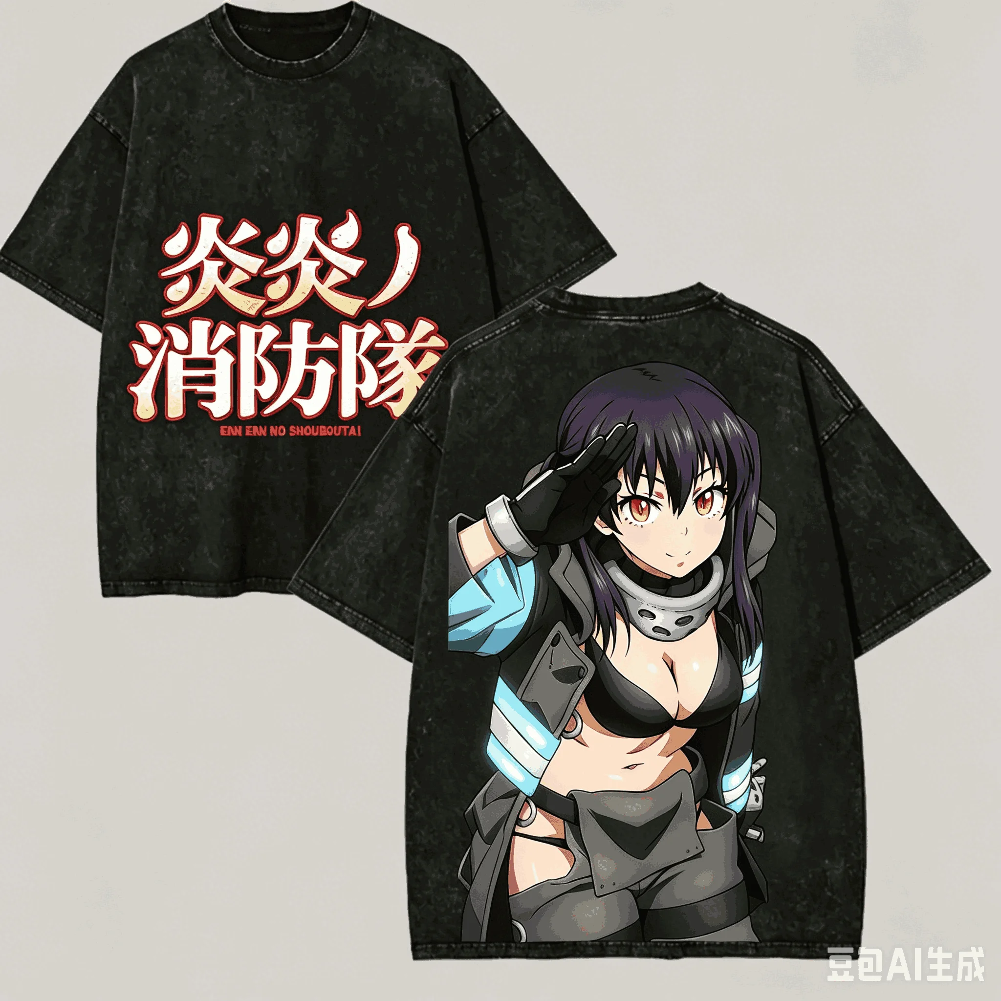 Fire Force Washed T-shirt Anime Lover Harajuku New Model Unisex Oversized Vintage Loose Streetwear Classic high quality soft tee