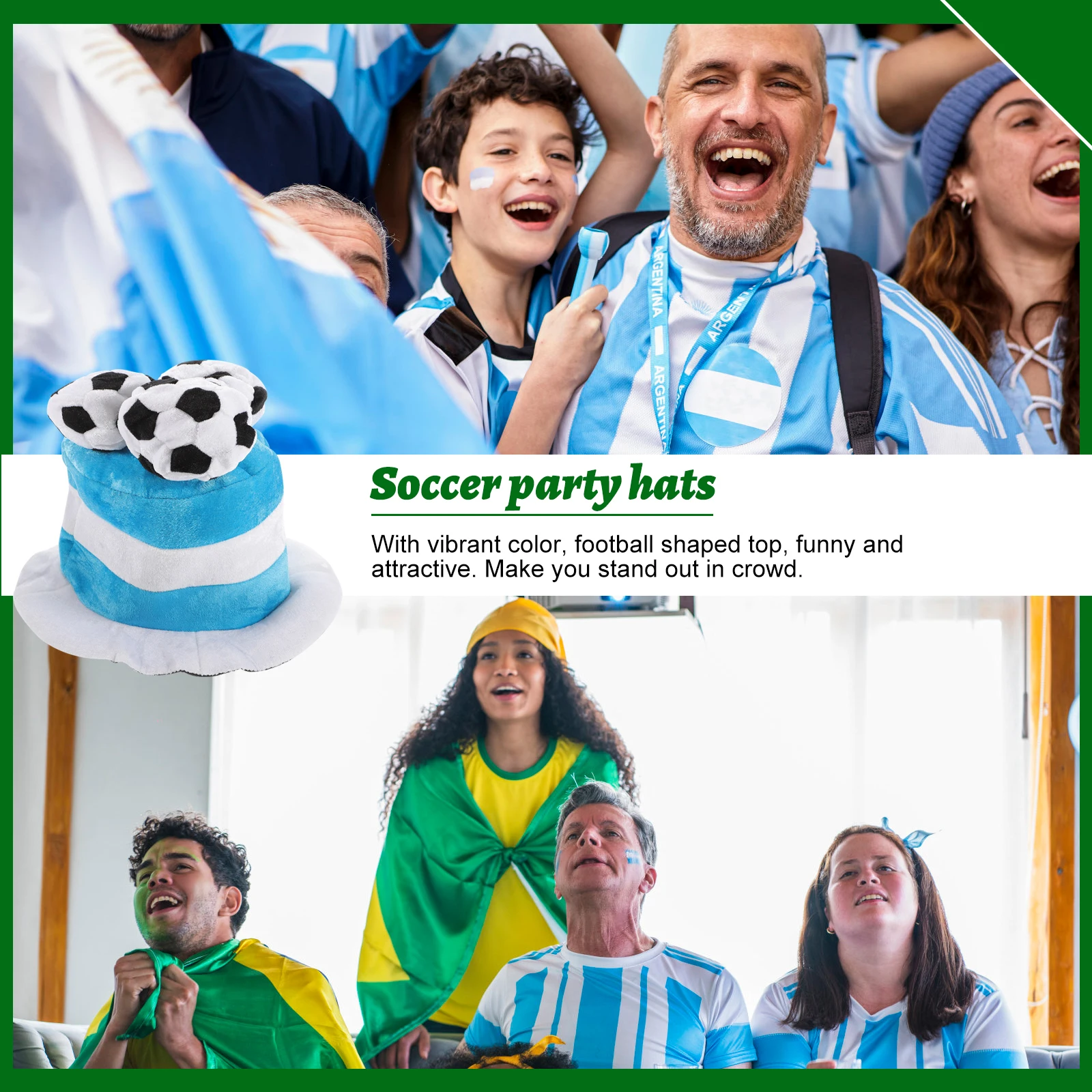 

Football Cap Soccer Hat Vibrant Color Fans Headgear Soft Lightweight Comfortable Wear Support Team Masquerade Halloween Carnival