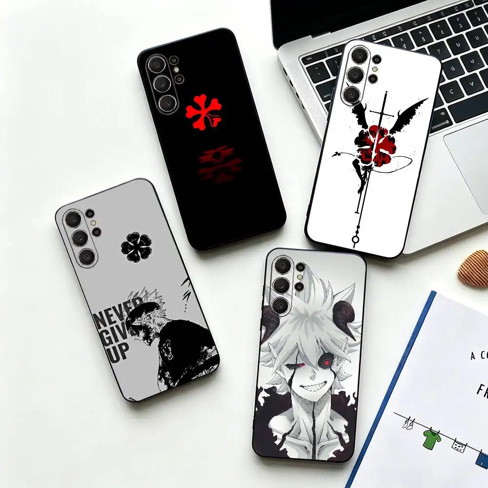 HOT Anime-Black C-Clover Phone Case For Samsung S26,S24,S21,S22,Plus S23,S30,Ultra,S20,Fe,Black Soft Silicone