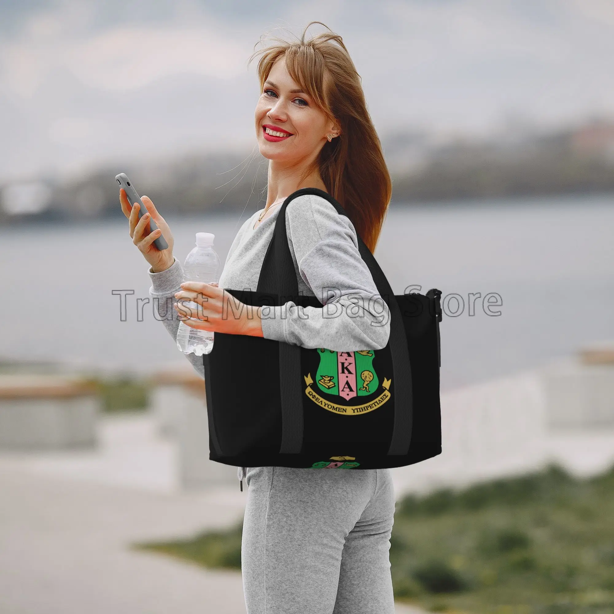 AKA Sorority Print Bolsa de Viagem de Mão para Homens e Mulheres, Sacola Multiuso, Sacos Impermeáveis Weekender, Esportes, Pesca, Ginásio, Yoga, Bagagem