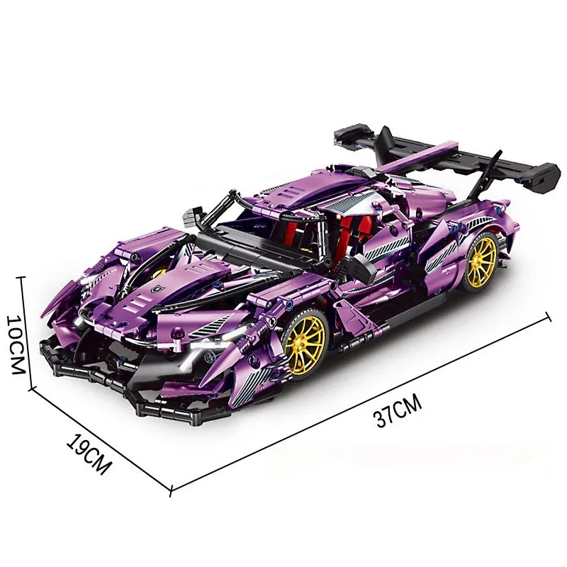 Nuovo tecnico 1:14 placcatura viola Apolloed Sports Car Building Blocks veicolo da corsa assemblare mattoni giocattoli per regali per bambini adulti