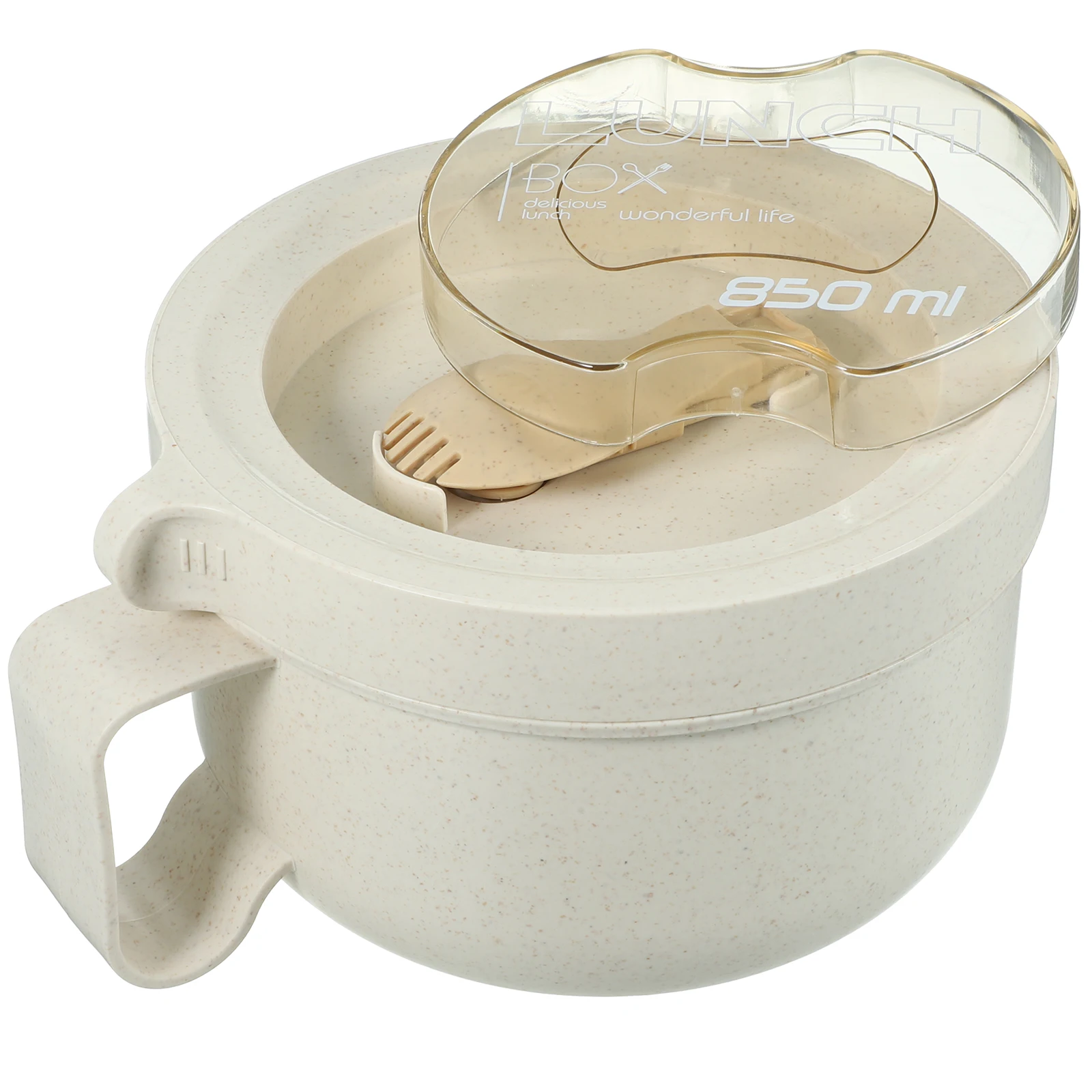 

Portable Instant Noodles Bowl Large Capacity Sealed Design Beige Color Food Container Leak Proof Reusable Camping