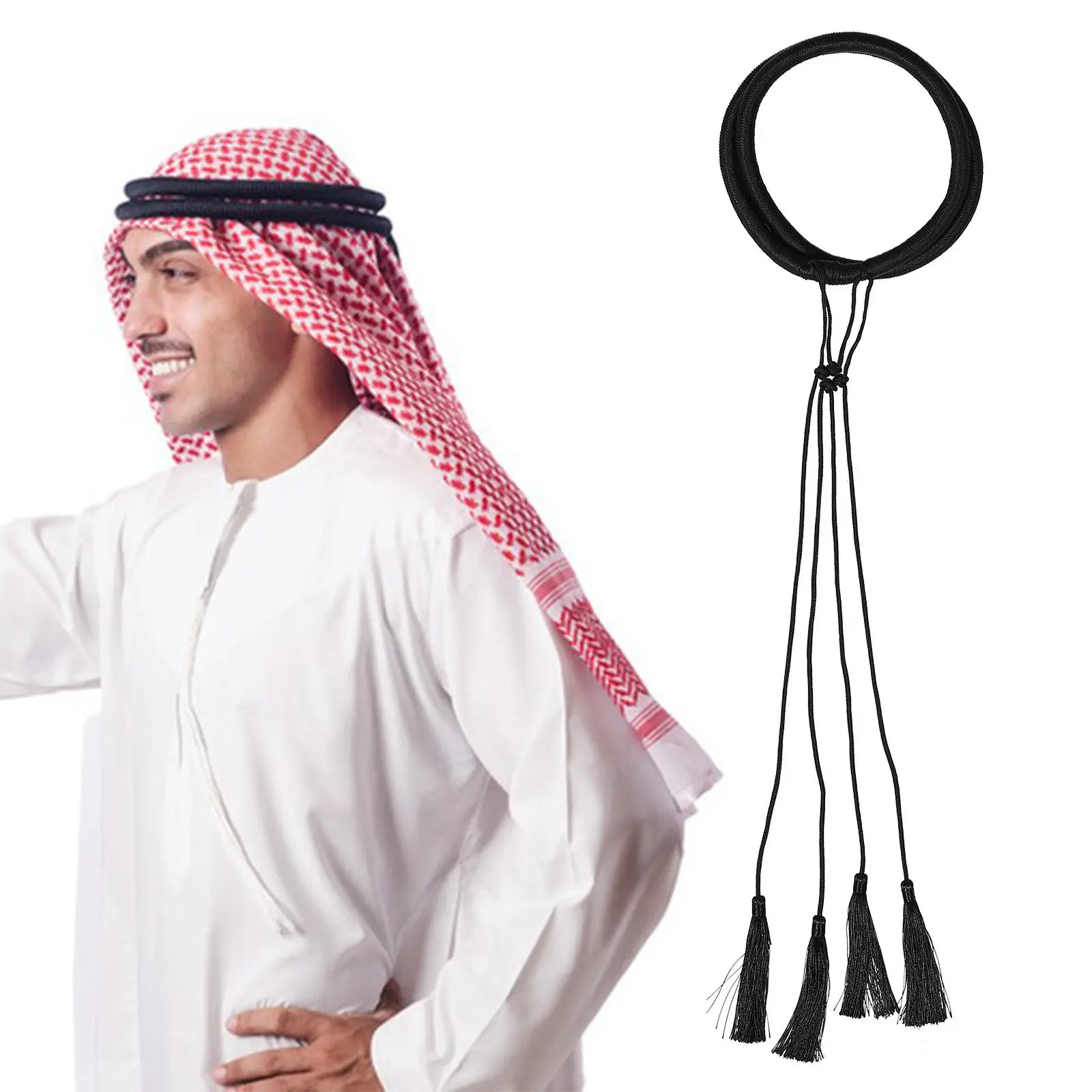 

Арабский головной платок в дубайском стиле для мужчин, полиэстеровая повязка на голову с кисточками для косплея, Хэллоуина, карнавала